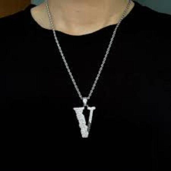More Vlone Iced Out Necklace Women Fashion Necklace White