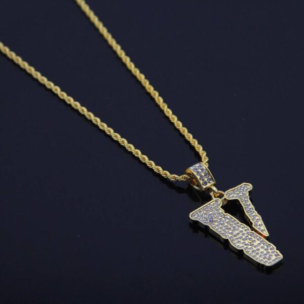 More Vlone Iced Out 18K Gold Plated Pendant Necklace Necklace Gold